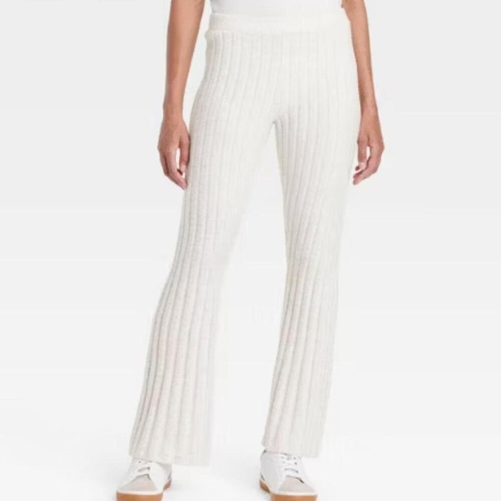 High Rise Ribbed Flare Pants